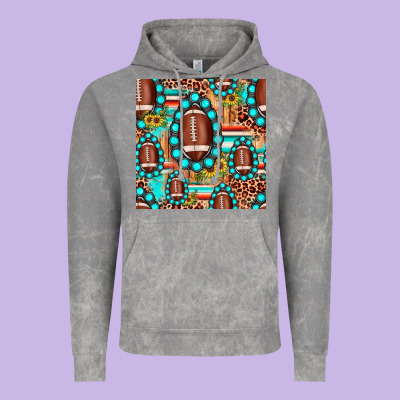 Football Leopard Turquoise Gemstone Sunflower Seamless Pattern Vintage Hoodie Designed By Jahusdesignshop