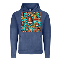 Vintage Denim football leopard turquoise gemstone sunflower seamless pattern Vintage Hoodie - JahusDesignShop