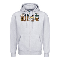 Heather Grey coffee latte coffee cups Zipper Hoodie - MaliasSmallBusiness