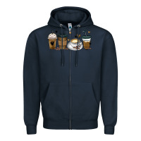 Navy coffee latte coffee cups Zipper Hoodie - MaliasSmallBusiness