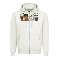 Oatmeal Heather coffee latte coffee cups Zipper Hoodie - MaliasSmallBusiness