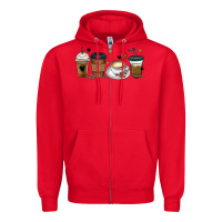 Red coffee latte coffee cups Zipper Hoodie - MaliasSmallBusiness