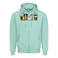Seafoam coffee latte coffee cups Zipper Hoodie - MaliasSmallBusiness