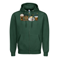 Sports Green coffee latte coffee cups Zipper Hoodie - MaliasSmallBusiness