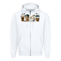 White coffee latte coffee cups Zipper Hoodie - MaliasSmallBusiness
