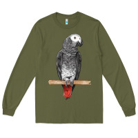 Army Green African Gray Parrot Bird Long Sleeve Tee - LillyAllenDesigns