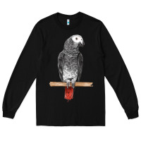 Black African Gray Parrot Bird Long Sleeve Tee - LillyAllenDesigns