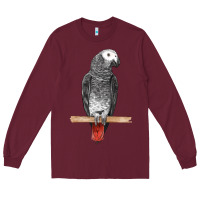 Burgundy African Gray Parrot Bird Long Sleeve Tee - LillyAllenDesigns