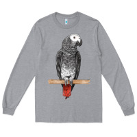 Heather Grey African Gray Parrot Bird Long Sleeve Tee - LillyAllenDesigns