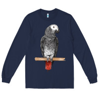 Navy African Gray Parrot Bird Long Sleeve Tee - LillyAllenDesigns