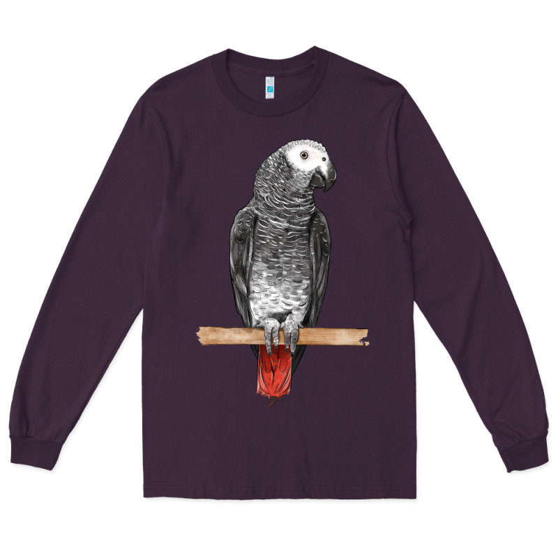 African Gray Parrot Bird Long Sleeve Tee by LillyAllenDesigns | Teevron
