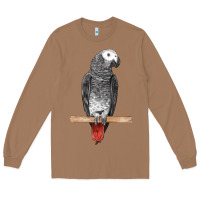 Toasted Coconut African Gray Parrot Bird Long Sleeve Tee - LillyAllenDesigns