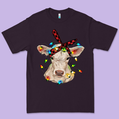 Charolais Calf With Christmas Lights Baby Cow Premium Tee Designed By Ranaportraitstore