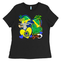 Black brazil hearts Ladies Tee - texasbilliewilder