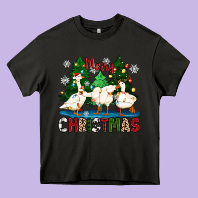 Merry Christmas Duck Heavy Core Tee Designed By Zillion Design Studio