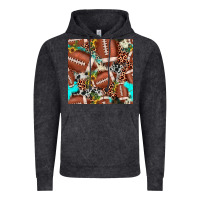Vintage Black football leopard turquoise cowhide sunflower seamless pattern Vintage Hoodie - JahusDesignShop
