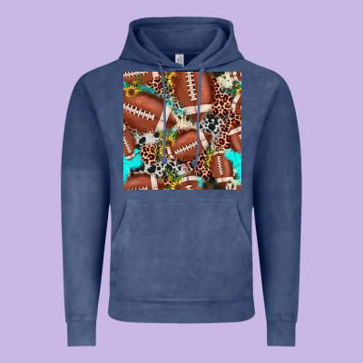 Football Leopard Turquoise Cowhide Sunflower Seamless Pattern Vintage Hoodie Designed By Jahusdesignshop