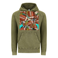 Vintage Olive football leopard turquoise cowhide sunflower seamless pattern Vintage Hoodie - JahusDesignShop