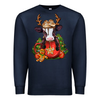 Navy christmas baby cow hot cocoa Premium Sweatshirt - Jasminsmagicworld