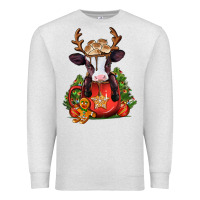 Oatmeal Heather christmas baby cow hot cocoa Premium Sweatshirt - Jasminsmagicworld