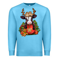 Ocean Blue christmas baby cow hot cocoa Premium Sweatshirt - Jasminsmagicworld