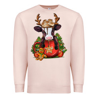 Pale Pink christmas baby cow hot cocoa Premium Sweatshirt - Jasminsmagicworld