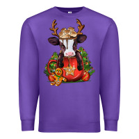 Purple christmas baby cow hot cocoa Premium Sweatshirt - Jasminsmagicworld
