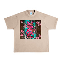 French Oak western pattern pink with floral cancer ribbon Urban Heavy Tee - AdoDesignShop
