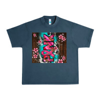 Midnight Navy western pattern pink with floral cancer ribbon Urban Heavy Tee - AdoDesignShop
