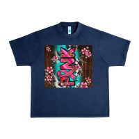 Navy western pattern pink with floral cancer ribbon Urban Heavy Tee - AdoDesignShop