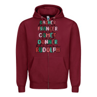 Burgundy dasher dancer prancer vixer comet cupid donner bli Zipper Hoodie - MaliasSmallBusiness