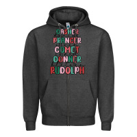 Charcoal Heather dasher dancer prancer vixer comet cupid donner bli Zipper Hoodie - MaliasSmallBusiness