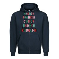 Navy dasher dancer prancer vixer comet cupid donner bli Zipper Hoodie - MaliasSmallBusiness