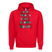 Red dasher dancer prancer vixer comet cupid donner bli Zipper Hoodie - MaliasSmallBusiness