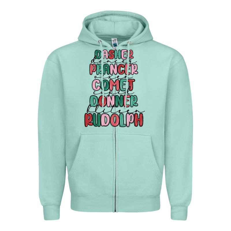 Dasher Dancer Prancer Vixer Comet Cupid Donner Bli Zipper Hoodie by MaliasSmallBusiness | Teevron