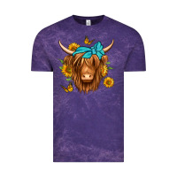 Cloud Purple sunflower long haired cow Vintage Tee - Jasminsmagicworld