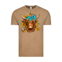 Vintage Coffee sunflower long haired cow Vintage Tee - Jasminsmagicworld