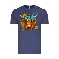 Vintage Denim sunflower long haired cow Vintage Tee - Jasminsmagicworld