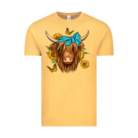 Vintage Mustard sunflower long haired cow Vintage Tee - Jasminsmagicworld