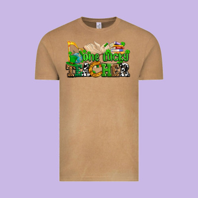 One Lucky Teacher Vintage Tee Designed By Adodesignshop