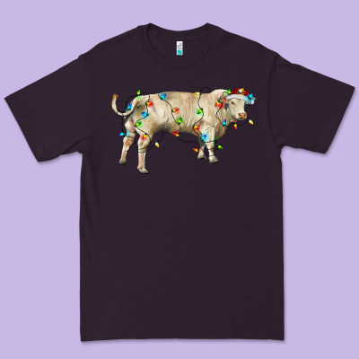 Charolais Bull With Christmas Lights Premium Tee Designed By Ranaportraitstore