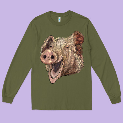 American Yorkshire Pig Face Long Sleeve Tee Designed By Lillyallendesigns