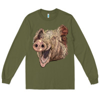 Army Green american yorkshire pig face Long Sleeve Tee - LillyAllenDesigns