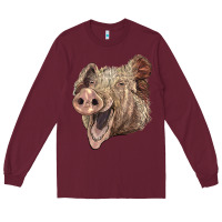 Burgundy american yorkshire pig face Long Sleeve Tee - LillyAllenDesigns