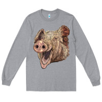 Heather Grey american yorkshire pig face Long Sleeve Tee - LillyAllenDesigns