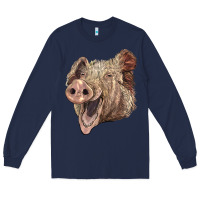 Navy american yorkshire pig face Long Sleeve Tee - LillyAllenDesigns