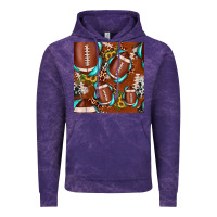Cloud Purple football leopard gemstone sunflower seamless pattern Vintage Hoodie - JahusDesignShop