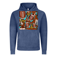 Football Leopard Gemstone Sunflower Seamless Pattern Vintage Hoodie | Teevron