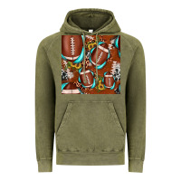 Vintage Olive football leopard gemstone sunflower seamless pattern Vintage Hoodie - JahusDesignShop