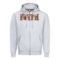 Heather Grey faith with praying hands Zipper Hoodie - NancyCooperArtShop